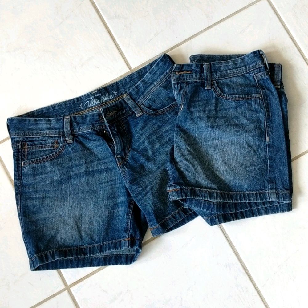 Two pair Old Navy jean shorts, 5" inseam